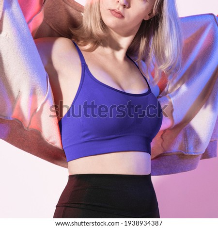 Sporty woman in activewear photoshoot