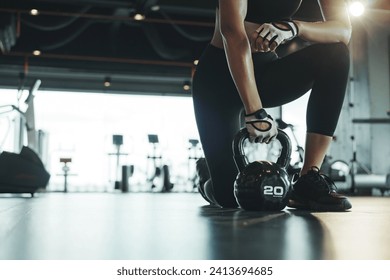 Sporty woman exercise workout at gym fitness training sport with kettlebell weight lifting. - Powered by Shutterstock