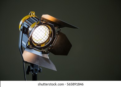 Spotlight With Directional Light With A Fresnel Lens, Halogen Lamp And Protective Shutters.