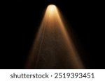 spotlight on stage or gods rays with particles isolated on black background	