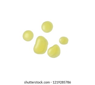 Spots Of Olive Oil Isolated On White. Olive Oil Drizzle.