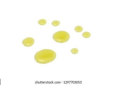 Spots Of Olive Oil Isolated On White. Olive Oil Drizzle.