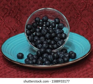 Spotted Glass bowl & Ceramic Plate with assortment berriesblackberries,  Rustic style. Top view. Square image - Powered by Shutterstock