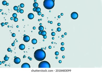 A Spray Of Blue Air Bubbles. Carbonated, Fizz.