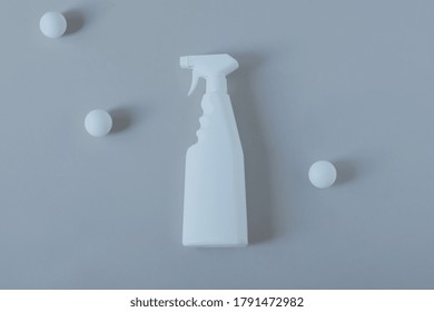 Spray Cleaner On A Gray Background