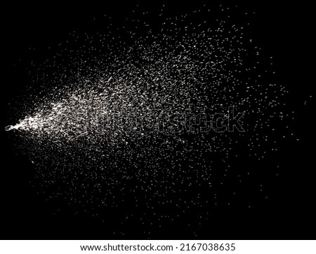 Sprayed water. Splashes and drops of water isolated on black background. [[stock_photo]] © 