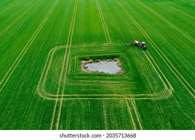 Spraying A Farm In The  Norfolk Countryside