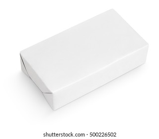 Spread butter wrap box package isolated on white background with clipping path
