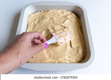 Spreading Cake Mixture In A Tin