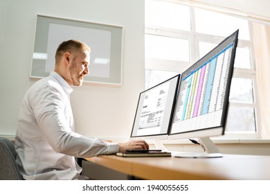 Spreadsheet Analyst Employee Worker. Medical Report On Computer