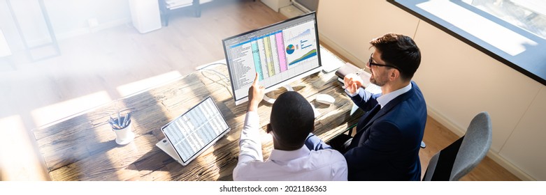Spreadsheet Data On Computer Monitor In Office