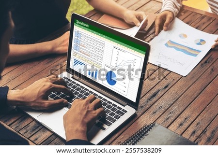 Spreadsheet document information financial startup concept. data and graphs in spreadsheet documents for online analysis project dashboard accounting digital snugly