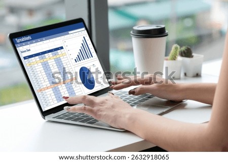 Spreadsheet document information financial startup concept. data and graphs in spreadsheet documents for online analysis project dashboard accounting digital snugly