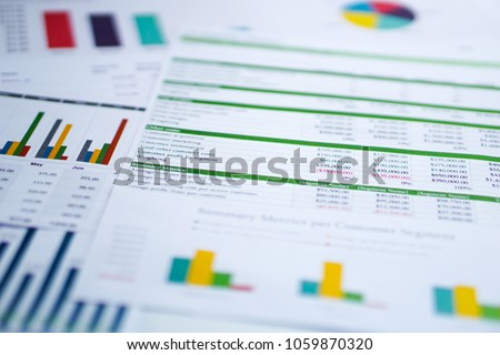 Spreadsheet table paper with pencil. Finance development, Banking Account, Statistics Investment Analytic research data economy, trading, Mobile office reporting Business company meeting concept.