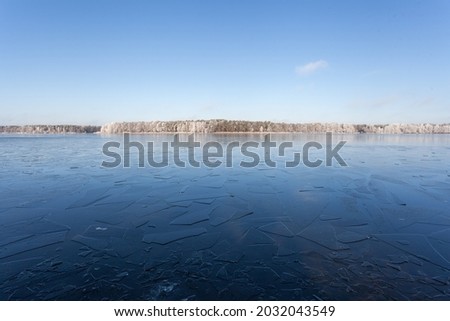 spree oder channel in winter time, close to berlin with snow and ice