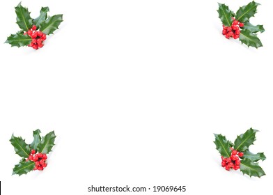 sprigs of holly in four corners