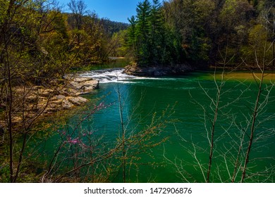 Spring along the  Little Kanawha River at Falls Mill, Braxton County, West Virginia, USA
