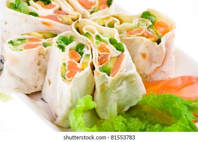 Spring Appetizer With Salmon In Pita Bread