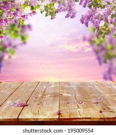 Spring Background With Wooden Table