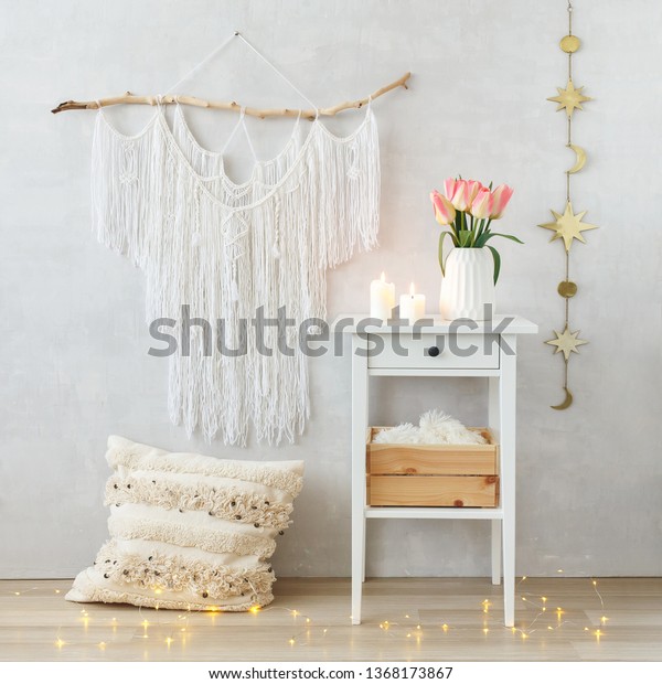 Spring Boho Home Interior Decor Macrame Stock Photo Edit Now