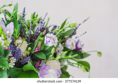 Spring Boquet Of Flowers For Present Isolated Macro