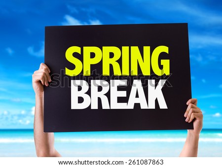 Spring Break card with beach background