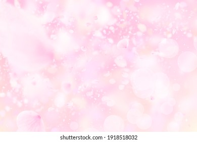 Spring Cherry Blossom Petals With A Glittering Pink Background 