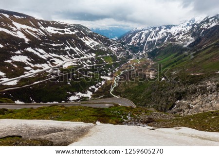 Similar – Image, Stock Photo Furka Pass, Swiss, road