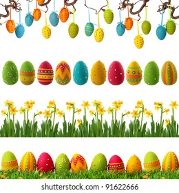 Spring collection with colorful easter eggs