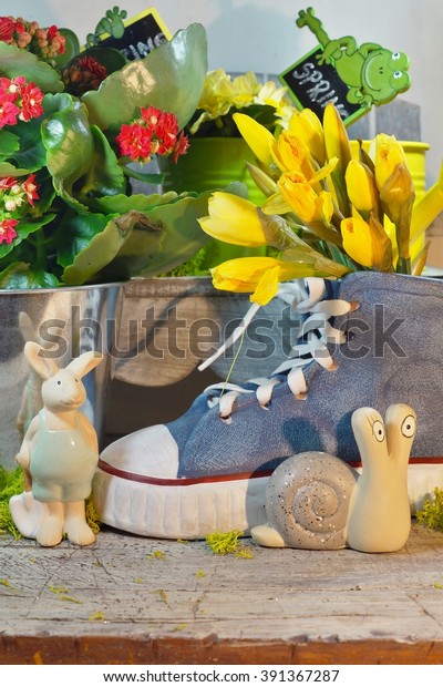 Spring Decoration Clay Pot Shaped Sneaker Stock Photo Edit Now