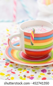 Spring drink: vanilla milkshake with sprinkles - Shutterstock ID 452741350