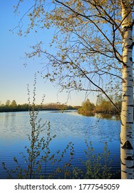 Spring Evening By The Lake In Finland. 