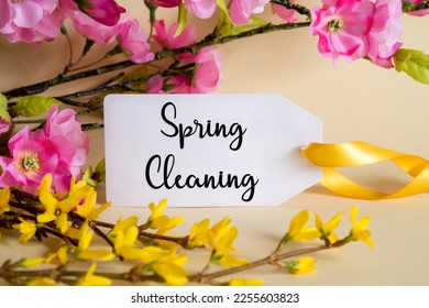 Spring Flower Decoration, Label With English Text Spring Cleaning - Shutterstock ID 2255603823