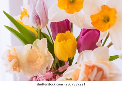 Spring flowers bouquet close up, indoors seasonal decoration - Powered by Shutterstock