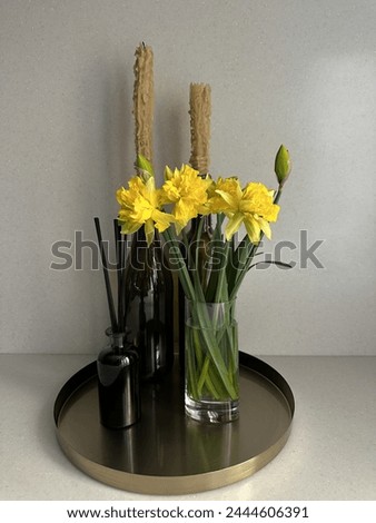 spring, spring flowers, first flowers, daffodils, yellow flowers, yellow, sunshine, warmth, mood, decor, aesthetics, coziness, aroma, scent, aromatization, candle, light