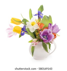Spring Flowers Isolated On A White Background