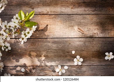 Flowers On Wooden Background Stock Photo (Edit Now) 128947691