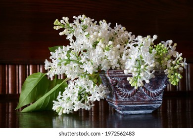 Spring Flowers, White Lilac In The Vase, Syringa Vulgaris	
