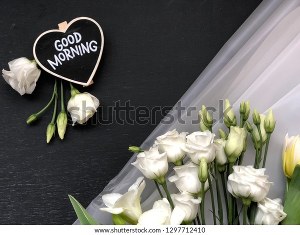 Spring Good Morning Flatlay Flowers On Nature Stock Image