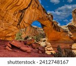 Spring at the Hickman Arch in Capitol Reef National Park in Utah,