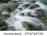 Spring landscape of a cascade and rapids on the Little Pigeon River, Great Smoky Mountains National Park, Tennessee, USA
