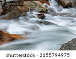 Spring landscape of a rapids on the Little River, captured with motion blur, Great Smoky Mountains National Park, Tennessee, USA