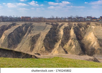 Spring Landscape With Soil Erosion In Outskirts Of Dnipro City, Ukraine