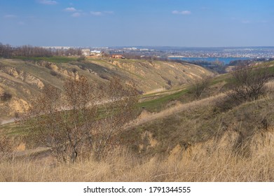 Spring Landscape With Soil Erosion In Outskirts Of Dnepr City, Ukraine