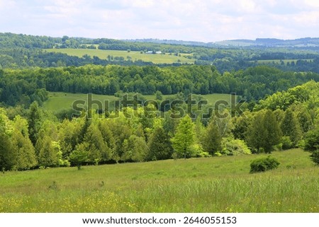 Spring landscape Stanstead eastern township Quebec province Canada
