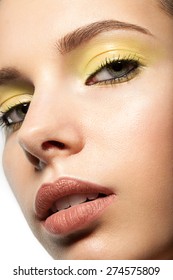 Spring Makeup Closeup With Yellow Eye Shadow