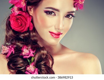 mexican girl with flowers in her hair