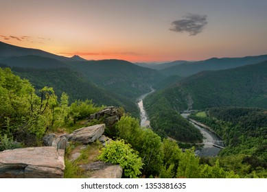 Spring mountain / Panoramic view of a spring forest and meanders of Arda river near Kardzhali, Bulgaria