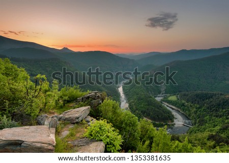 Spring mountain / Panoramic view of a spring forest and meanders of Arda river near Kardzhali, Bulgaria
