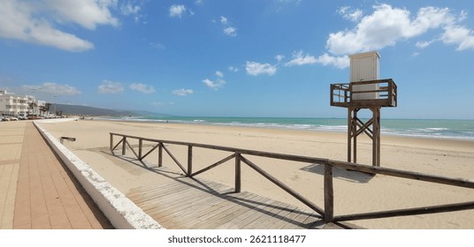 Spring on the beach  seafront with an easterly wind in Barbate, Cadiz, Spain